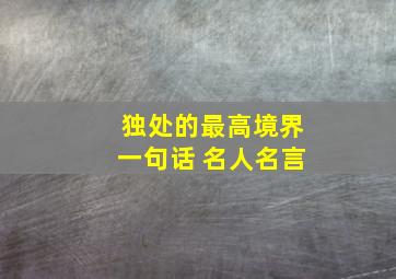 独处的最高境界一句话 名人名言